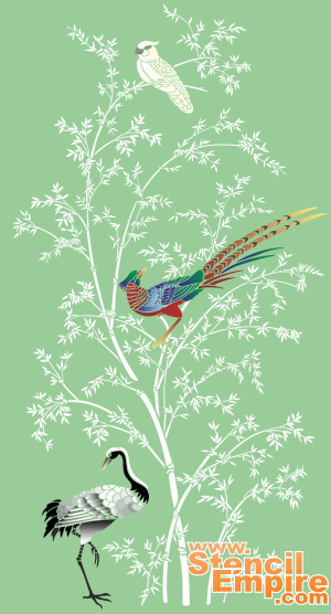 Forêt de bambous 2 (Pochoirs avec des animaux)