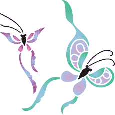 Papillons orientaux. Paquet de 6 pièces. (Pochoirs pour animaux - vente en petits lots)