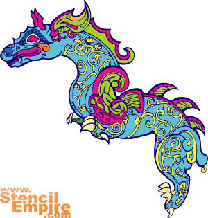 Grand dragon chinois - pochoir pour la décoration
