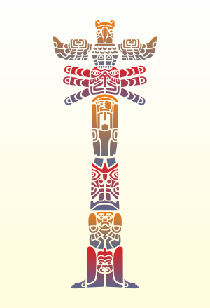 Totem indien (Pochoirs avec des Indiens d'Amérique)