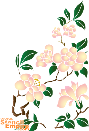 Magnolia chinois - pochoir pour la décoration