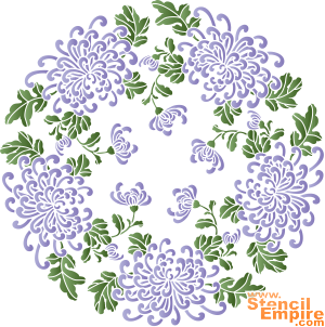 Médaillon de chrysanthème chinois - pochoir pour la décoration