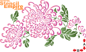 Chrysanthème chinois motif 2 - pochoir pour la décoration