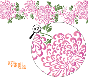 Chrysanthème chinois bordure 2 - pochoir pour la décoration