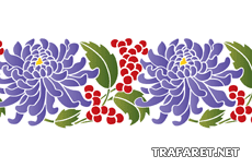 Chrysanthèmes et baies (Pochoirs de style oriental)
