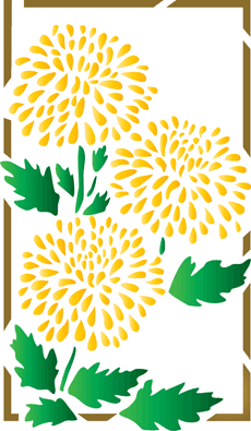 Trois chrysanthèmes - pochoir pour la décoration
