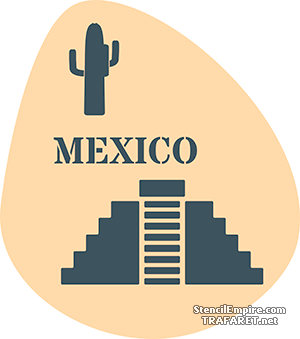 Symboles du Mexique - pochoir pour la décoration