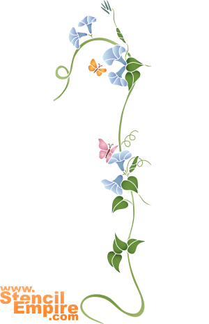 Liseron et papillons (Pochoirs avec jardin et fleurs sauvages)