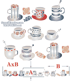 Huit tasses - pochoir pour la décoration