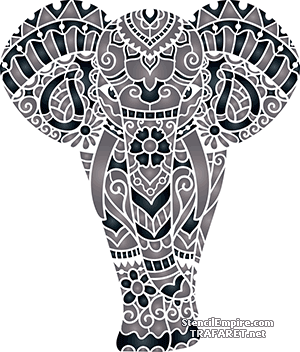 Dentelle éléphant indien A - pochoir pour la décoration