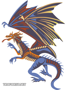 Dragon sur la défensive (Pochoirs avec dragons)