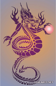 Dragon et perle (Pochoirs avec dragons)