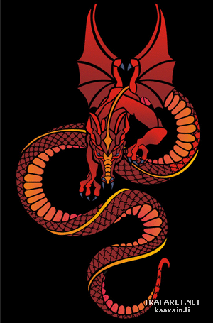 Dragon qui se tortille - pochoir pour la décoration