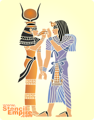 Pharaon et déesse - pochoir pour la décoration