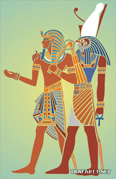 Toutankhamon et Horus - pochoir pour la décoration