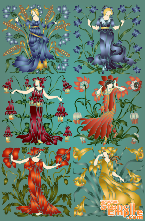 Le Cortège de Flora (Pochoirs des styles Art nouveau et Art déco)