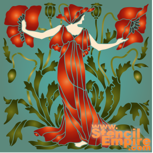 Le Cortège de Flora - Coquelicot (Pochoirs avec motifs carrés)