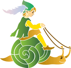 Elfe sur un escargot - pochoir pour la décoration