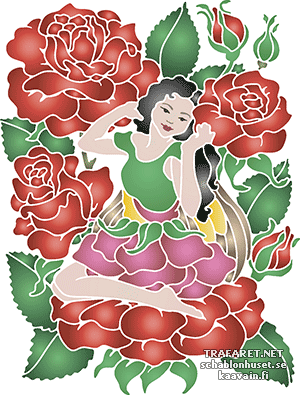 Fée aux roses - pochoir pour la décoration