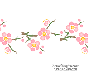 Bordure Sakura 101 - pochoir pour la décoration