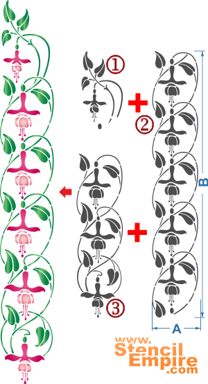 Fuchsias verticaux - pochoir pour la décoration