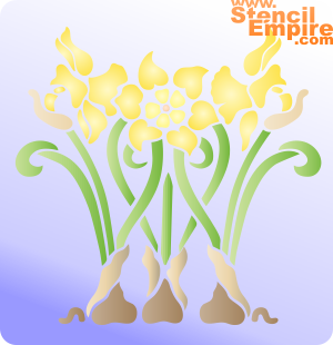 Trois jonquilles - pochoir pour la décoration