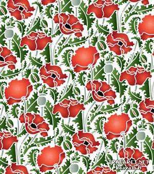 Papier peint coquelicot 39 - pochoir pour la décoration