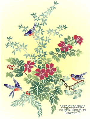 Fleurs et oiseaux 29 - pochoir pour la décoration