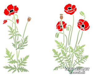 Paire de coquelicots 47 (Pochoirs avec jardin et fleurs sauvages)