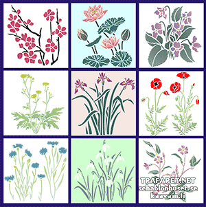 Ensemble de fleurs 52 - pochoir pour la décoration