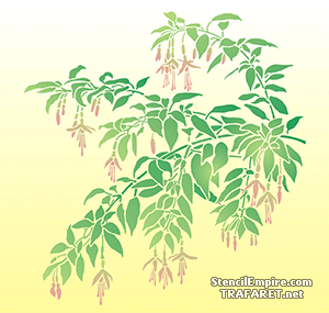 Branche et fleurs fuchsia (Pochoirs avec jardin et fleurs sauvages)