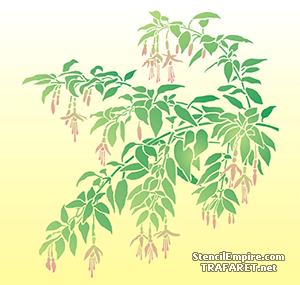Branche et fleurs fuchsia - pochoir pour la décoration