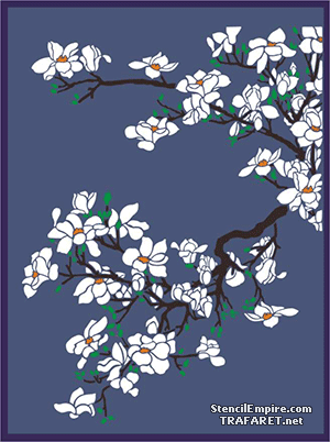 Branche de magnolia (Pochoirs avec jardin et fleurs sauvages)