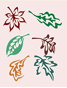 6 feuilles - pochoir pour la décoration