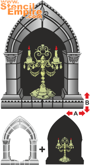 Candélabre gothique - pochoir pour la décoration