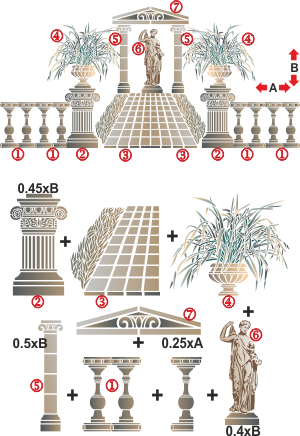 Temple grec - pochoir pour la décoration