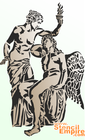 Cupidon et Aphrodite - pochoir pour la décoration