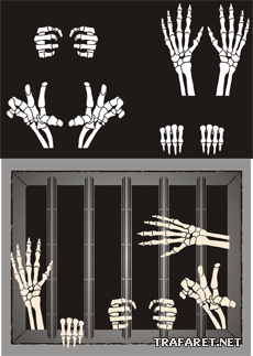 Mains squelettes - pochoir pour la décoration
