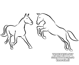 Deux chevaux 3a - pochoir pour la décoration