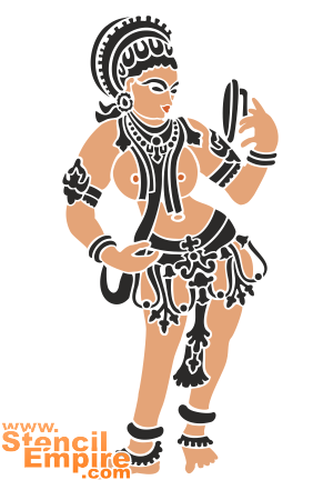Femme indienne avec un miroir - pochoir pour la décoration