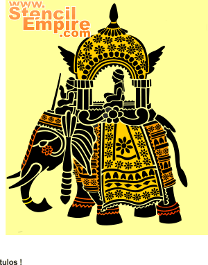 Éléphant avec une tour (Pochoirs avec motifs indiens)