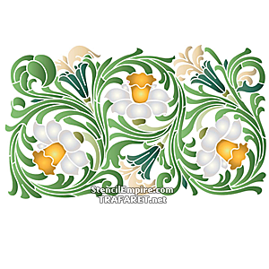 Motif de jonquilles dans les feuilles - pochoir pour la décoration