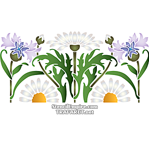 Le motif des bleuets parmi les marguerites. - pochoir pour la décoration