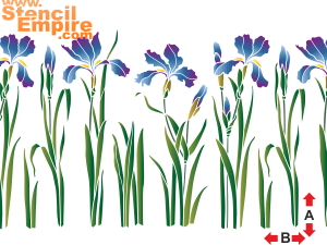 Parterre de fleurs d'iris - pochoir pour la décoration