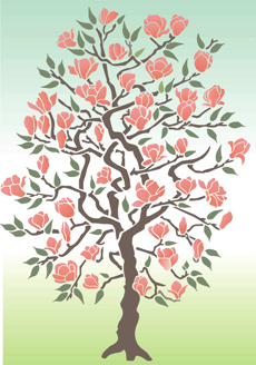 Magnolia japonais - pochoir pour la décoration