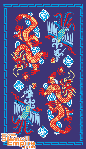 Dragon et Phénix - pochoir pour la décoration