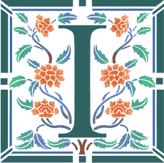 Lettre initiale I - pochoir pour la décoration