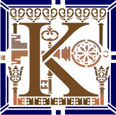 Lettre initiale K - pochoir pour la décoration