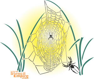 Araignées et toiles d'araignée - pochoir pour la décoration