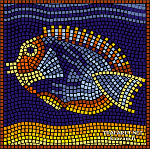 Poisson nageur (mosaïque) - pochoir pour la décoration